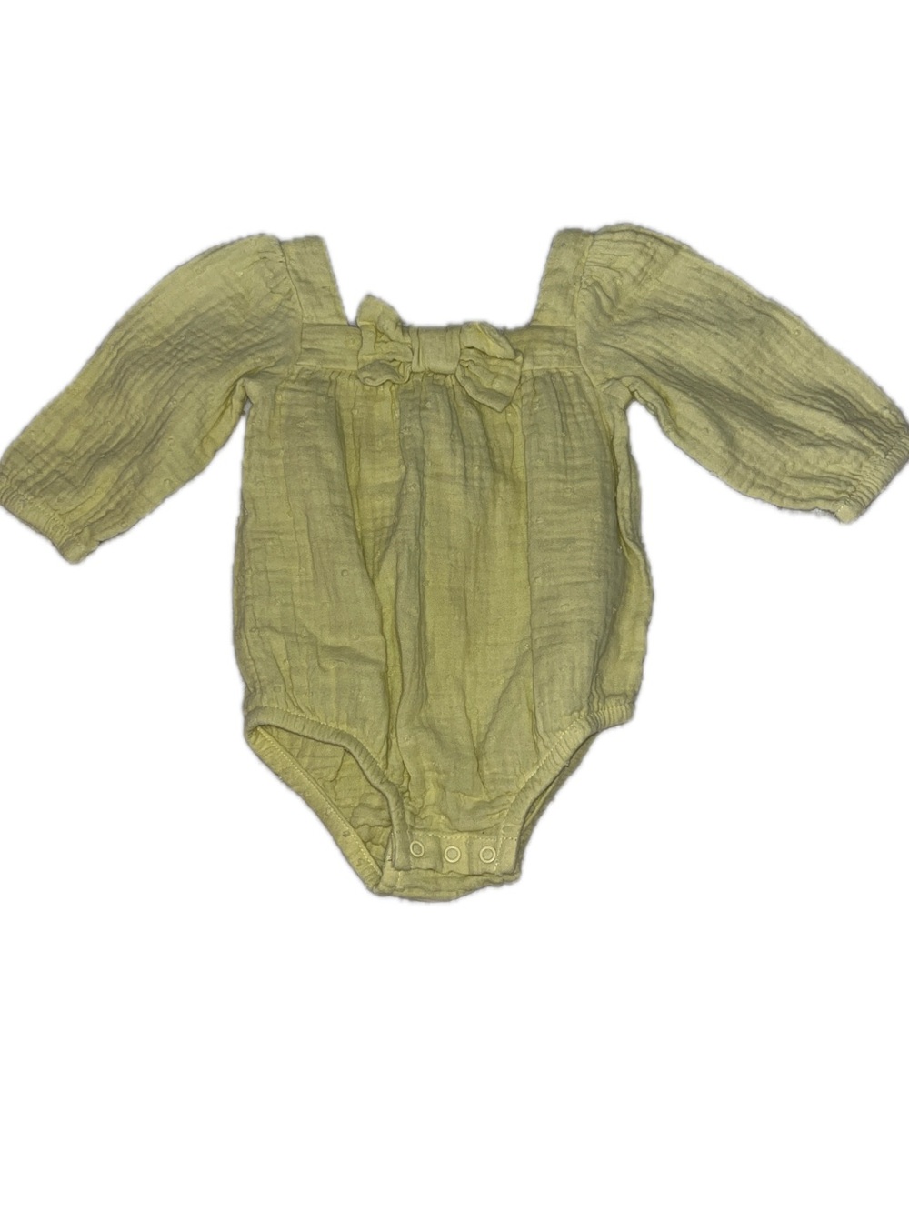 cloud island Yellow Long-Sleeve Bow-Front Baby One-Piece